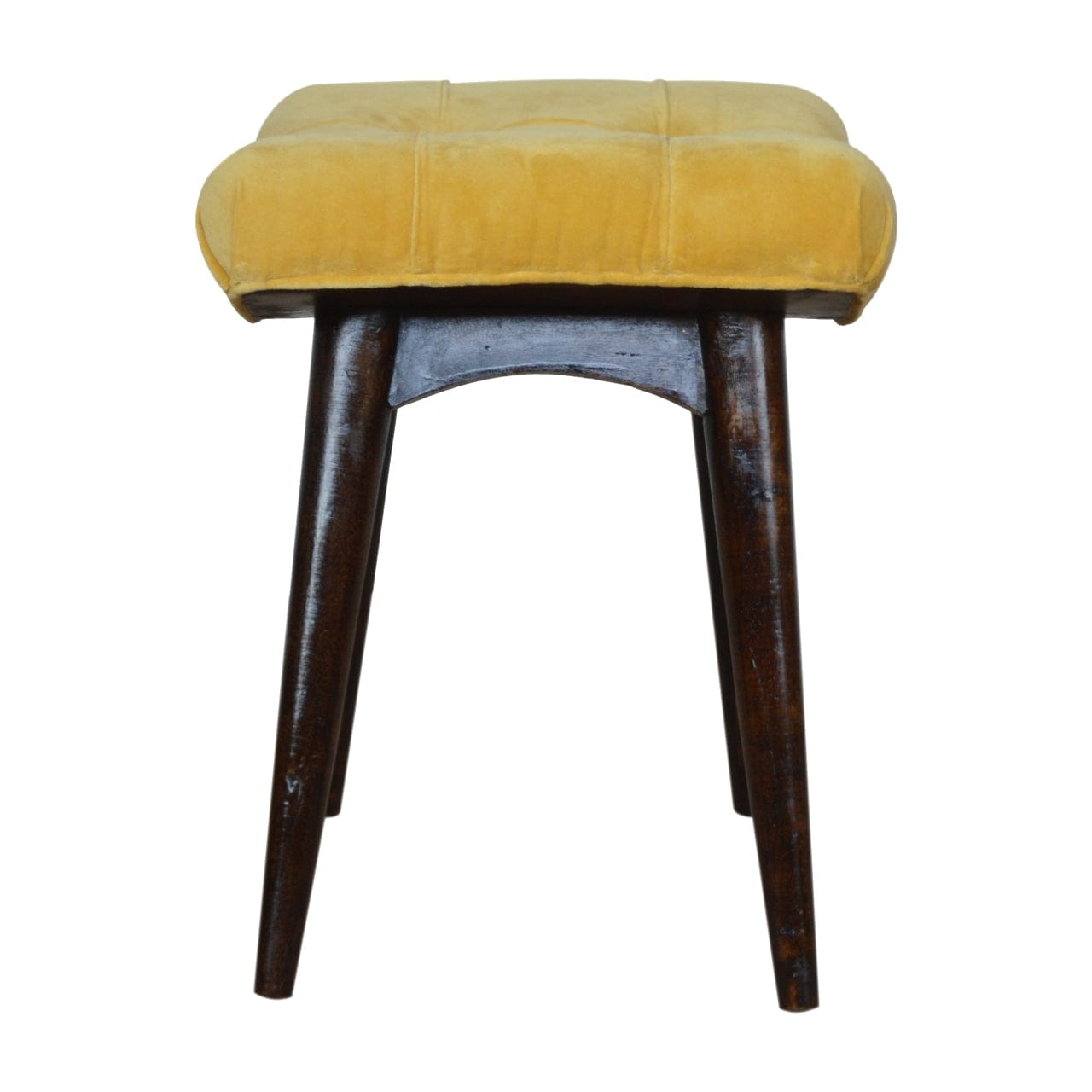 Cotton Velvet Bench - Solid Mango Wood Seating Furniture for Entryway - product view 9 showing handcrafted solid mango...