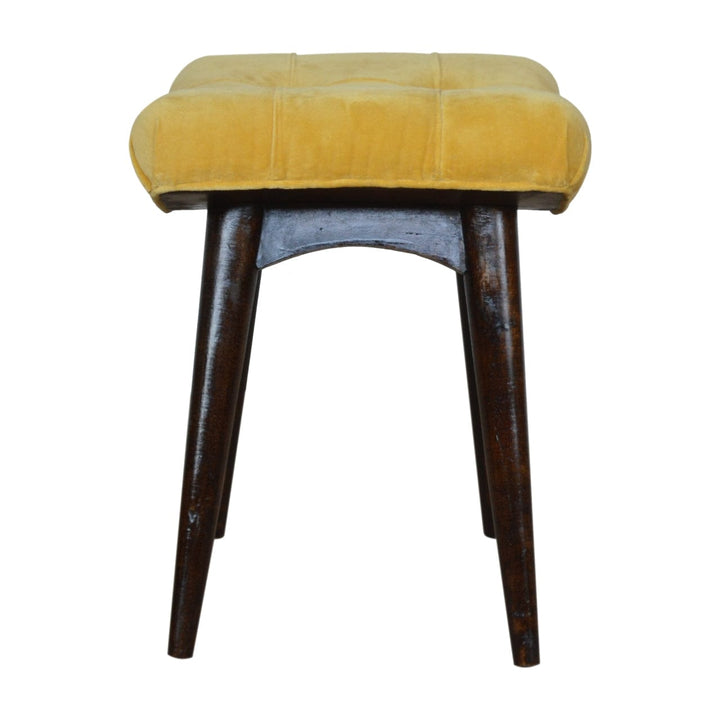 Cotton Velvet Bench - Solid Mango Wood Seating Furniture for Entryway - product view 9 showing handcrafted solid mango...