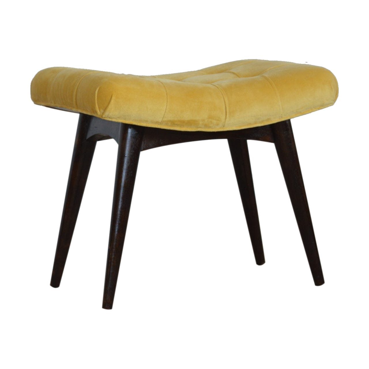 Cotton Velvet Bench - Solid Mango Wood Seating Furniture for Entryway - product view 3 showing handcrafted solid mango...
