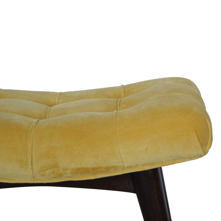 Cotton Velvet Bench - Solid Mango Wood Seating Furniture for Entryway - product view 7 showing handcrafted solid mango...