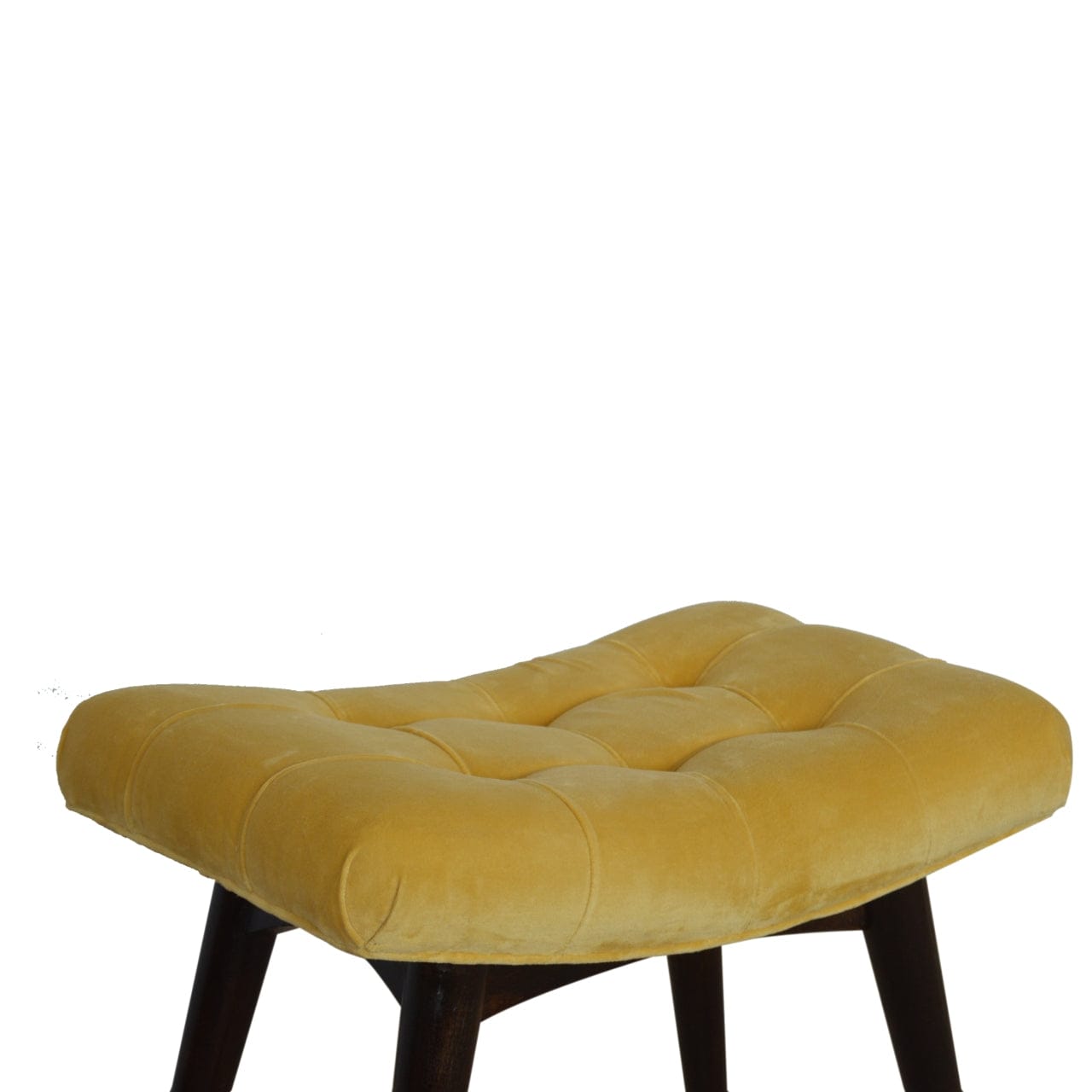 Cotton Velvet Bench - Solid Mango Wood Seating Furniture for Entryway - product view 4 showing handcrafted solid mango...