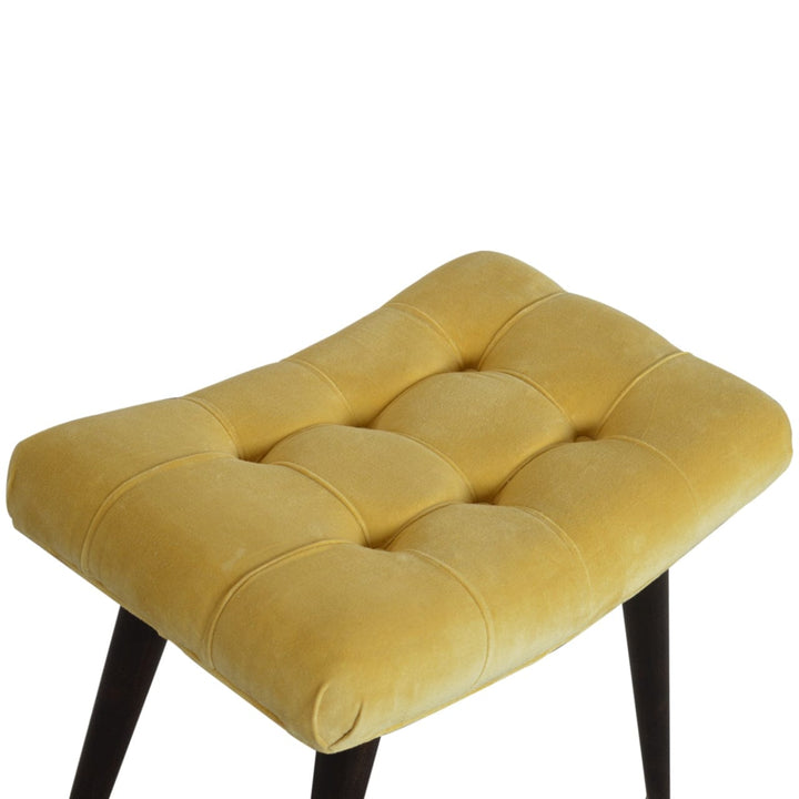Cotton Velvet Bench - Solid Mango Wood Seating Furniture for Entryway - product view 5 showing handcrafted solid mango...