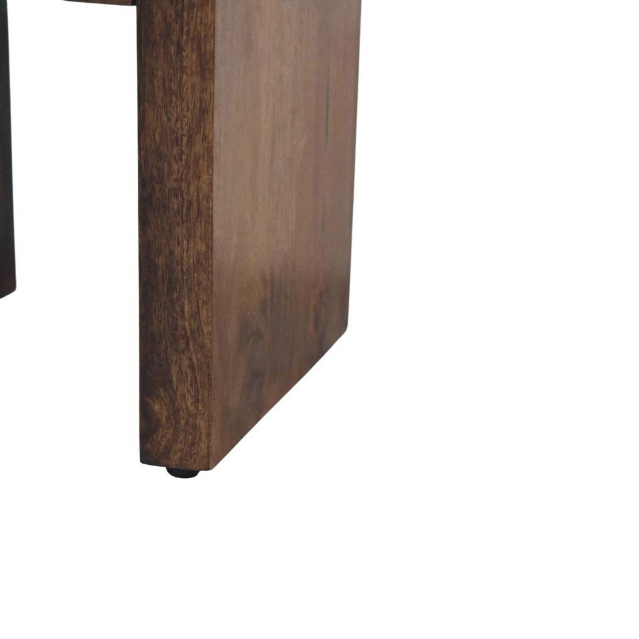 Roasted Almond Curved Bedside Table in Solid Mango Wood - product view 6 showing handcrafted solid mango wood nightstand