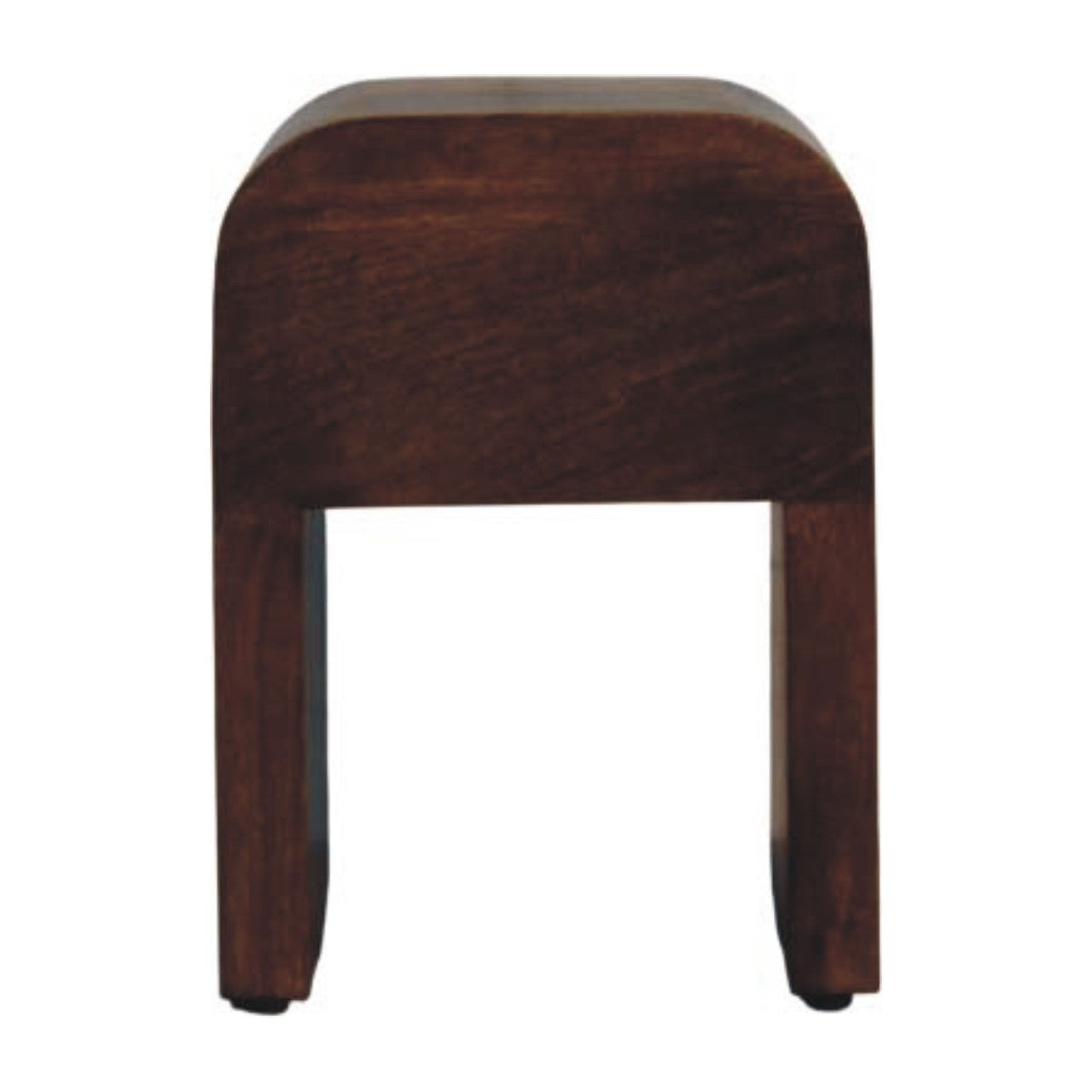 Roasted Almond Curved Bedside Table in Solid Mango Wood - product view 7 showing handcrafted solid mango wood nightstand