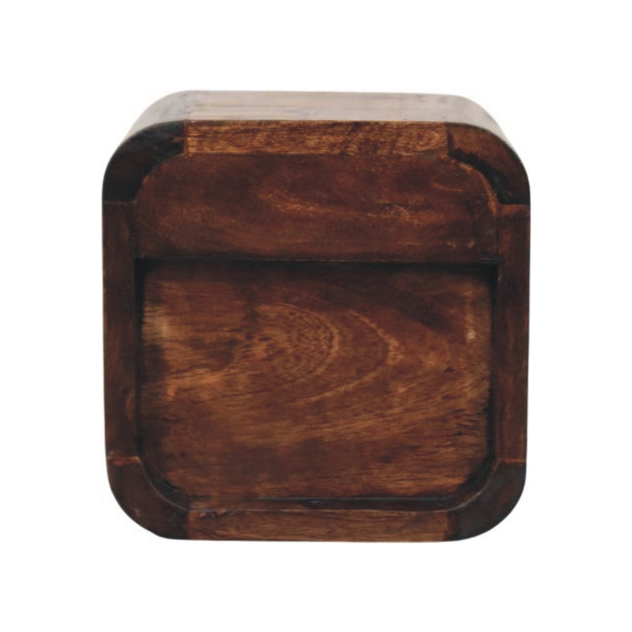 California Walnut Curved Wall-Mounted Bedside Table in Solid Mango Wood - product view 6 showing handcrafted solid mango...