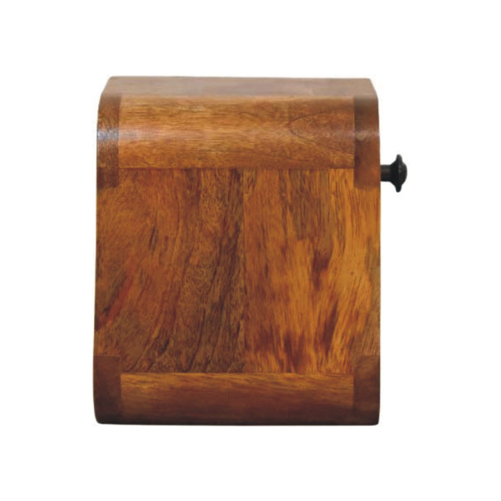 Amber Oak Curved Wall-Mounted Bedside Table - product view 7 showing handcrafted solid wood nightstand