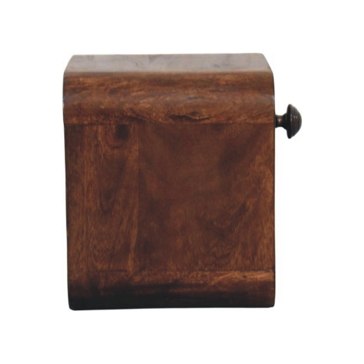 California Walnut Curved Wall-Mounted Bedside Table in Solid Mango Wood - product view 7 showing handcrafted solid mango...