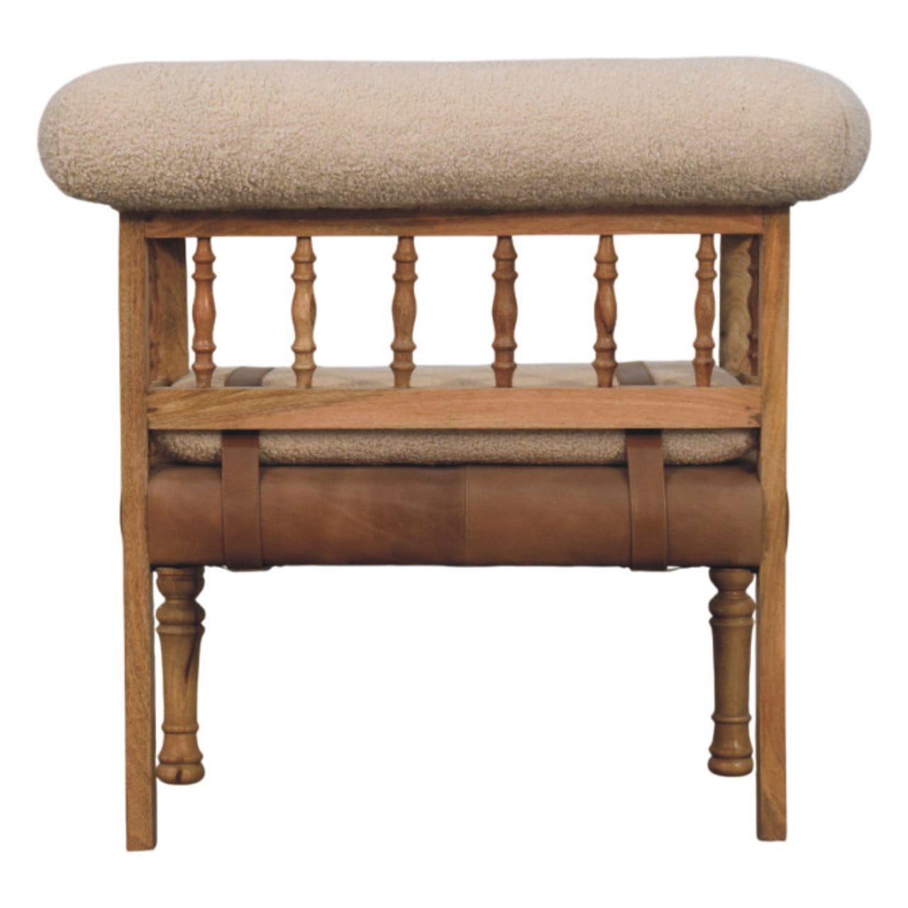 Farmhouse Boucle Accent Chair - Solid Mango Wood Lounge Chair for Living Room - product view 9 showing handcrafted solid...