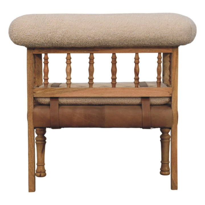 Farmhouse Boucle Accent Chair - Solid Mango Wood Lounge Chair for Living Room - product view 9 showing handcrafted solid...