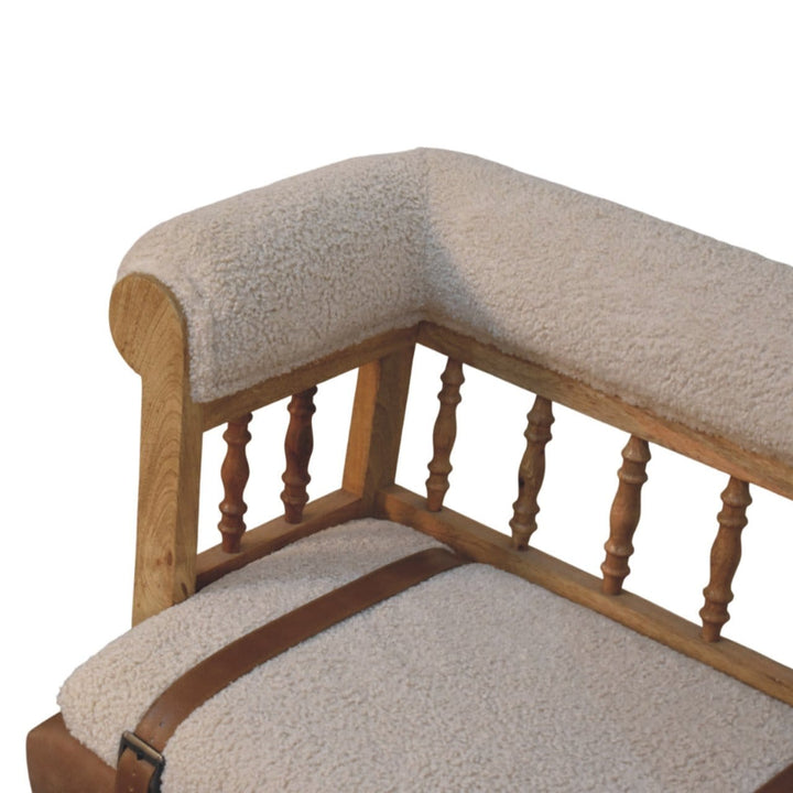 Farmhouse Boucle Accent Chair - Solid Mango Wood Lounge Chair for Living Room - product view 5 showing handcrafted solid...