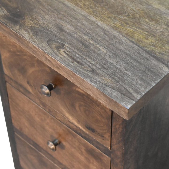 Farmhouse Mini Classic Grey Country Nightstand - Solid Mango Wood Bedside Table for Bedroom - product view 5 showing...