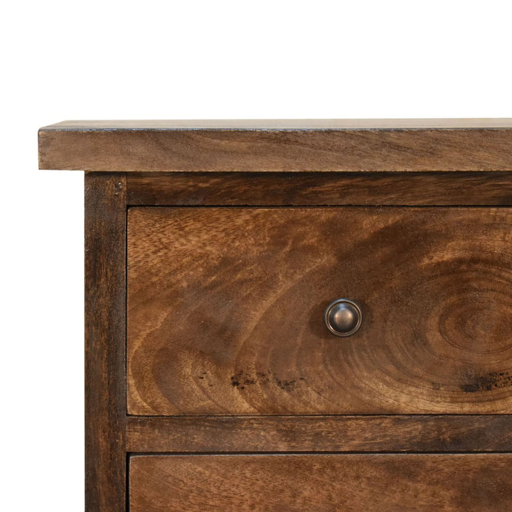 Farmhouse Mini Classic Grey Country Nightstand - Solid Mango Wood Bedside Table for Bedroom - product view 4 showing...