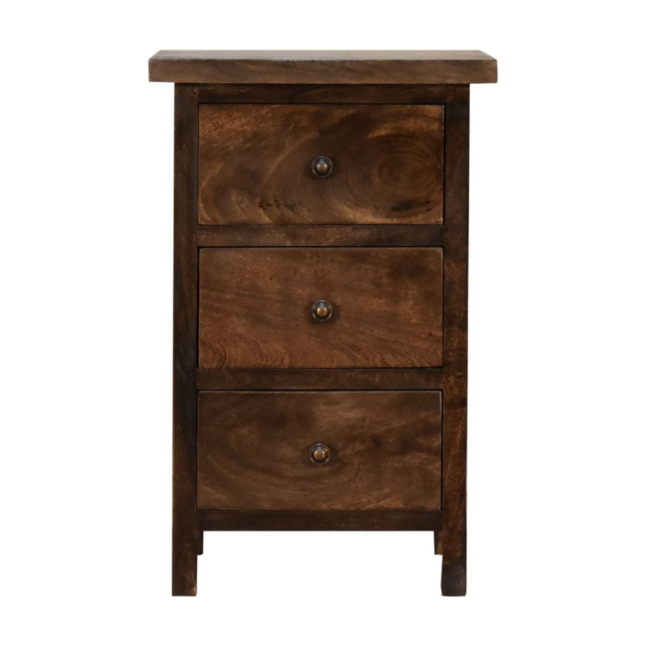 Farmhouse Mini Classic Grey Country Nightstand - Solid Mango Wood Bedside Table for Bedroom - main view showing...