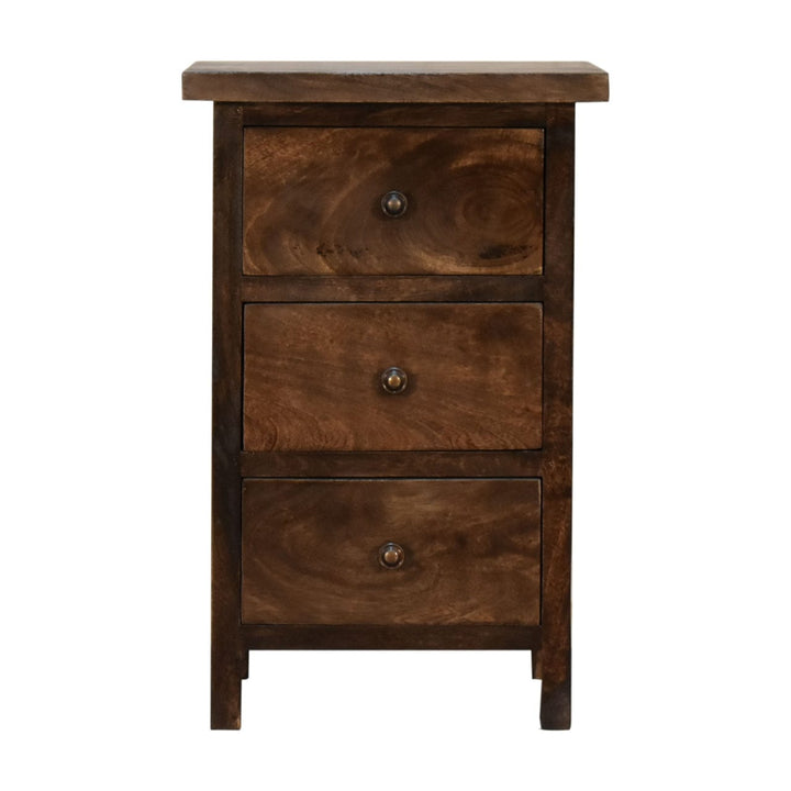 Farmhouse Mini Classic Grey Country Nightstand - Solid Mango Wood Bedside Table for Bedroom - main view showing...