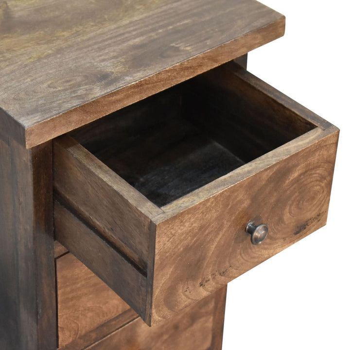 Farmhouse Mini Classic Grey Country Nightstand - Solid Mango Wood Bedside Table for Bedroom - product view 6 showing...