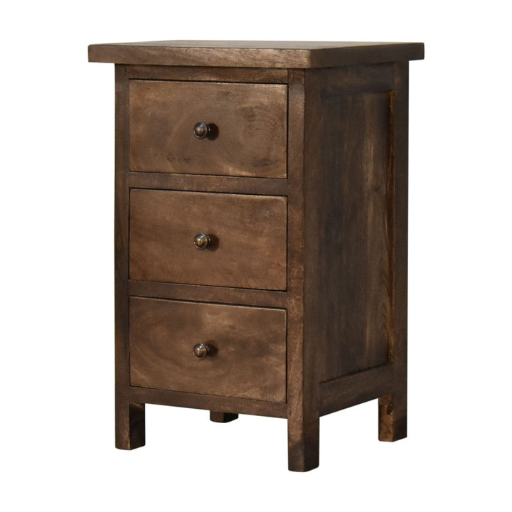 Farmhouse Mini Classic Grey Country Nightstand - Solid Mango Wood Bedside Table for Bedroom - product view 3 showing...