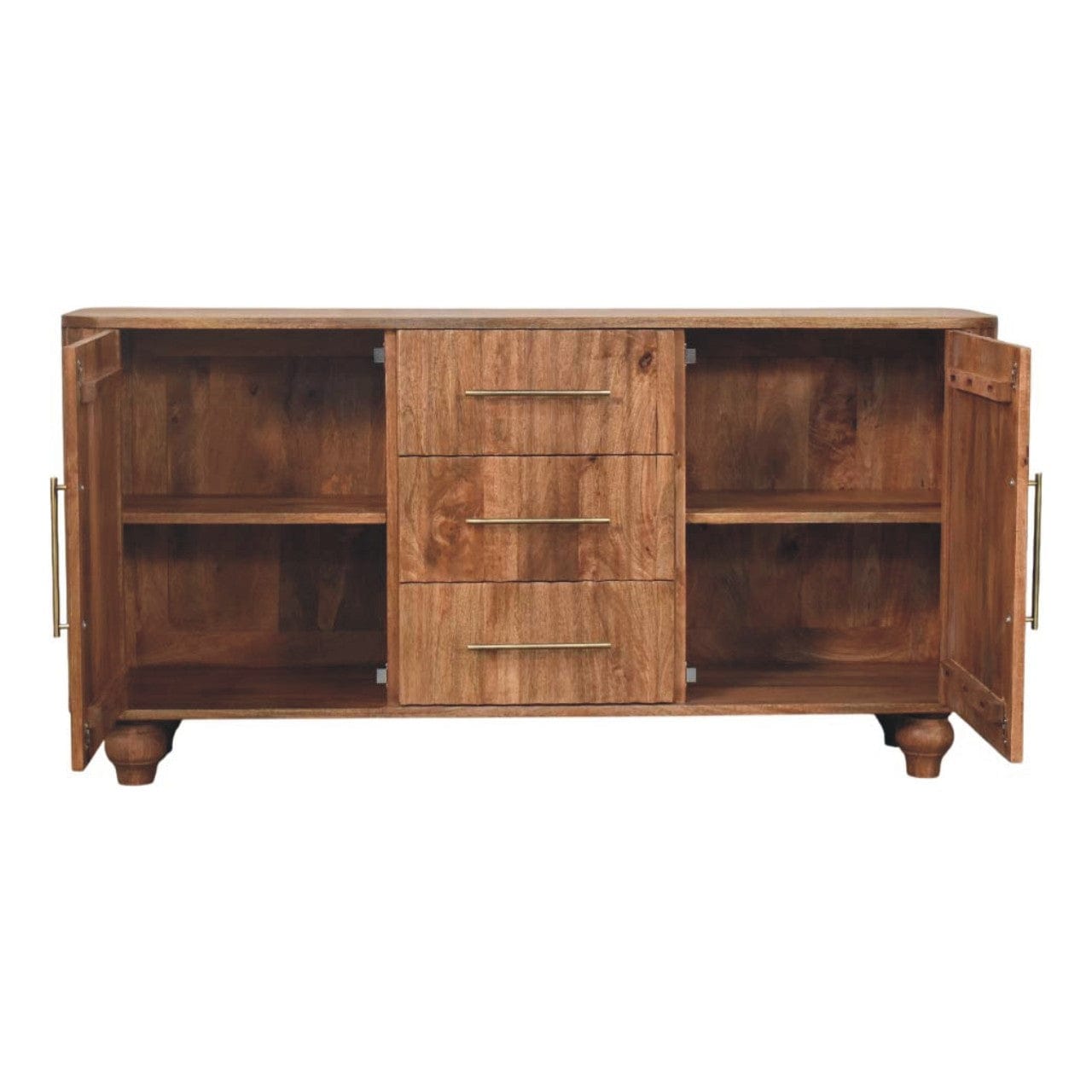 Farmhouse Montara Sideboard - Solid Mango Wood Buffet Cabinet for Dining Room - product view 8 showing handcrafted solid...