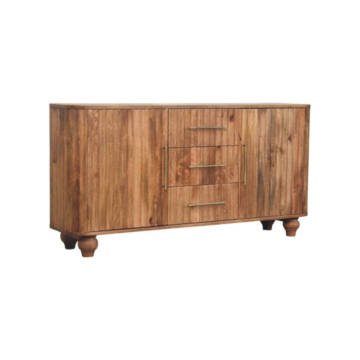 Farmhouse Montara Sideboard - Solid Mango Wood Buffet Cabinet for Dining Room - product view 3 showing handcrafted solid...