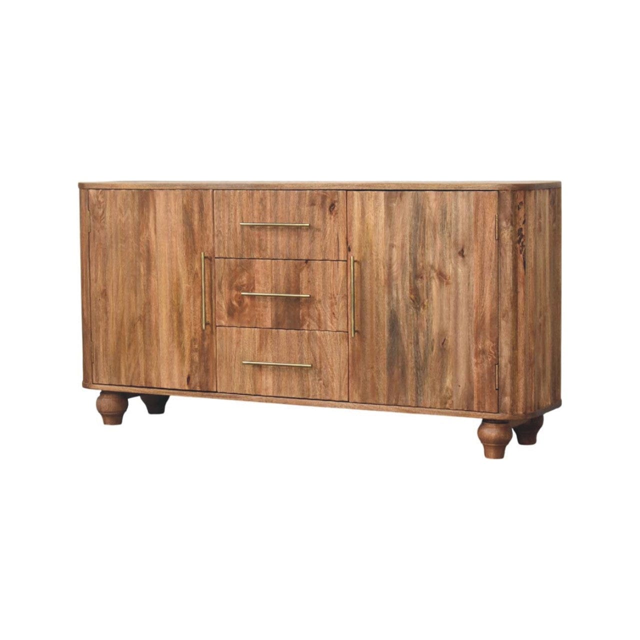 Farmhouse Montara Sideboard - Solid Mango Wood Buffet Cabinet for Dining Room - product view 2 showing handcrafted solid...