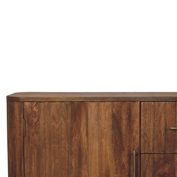 Farmhouse Montara Sideboard - Solid Mango Wood Buffet Cabinet for Dining Room - product view 4 showing handcrafted solid...