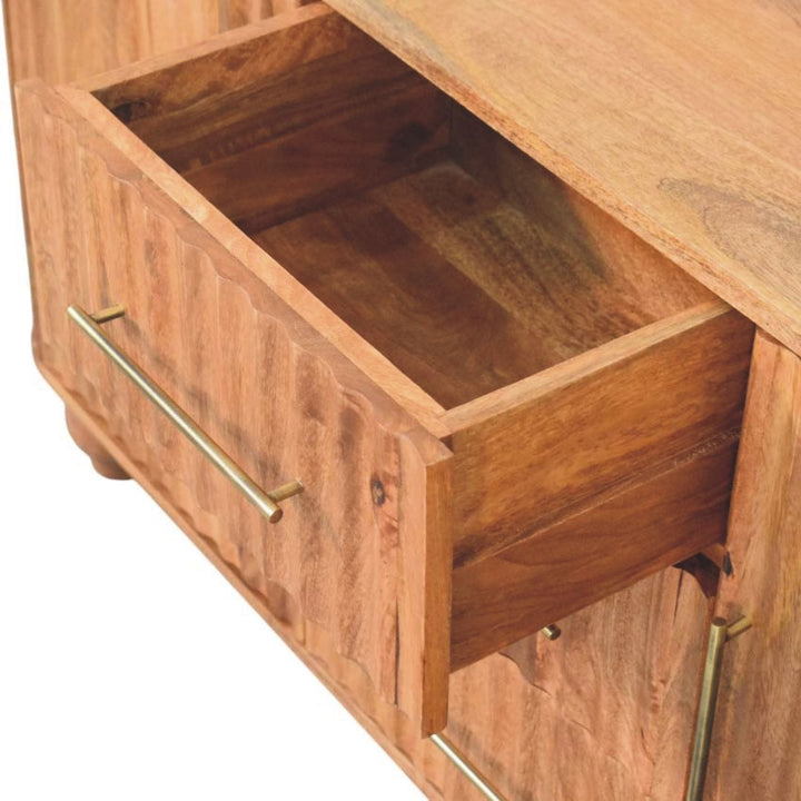 Farmhouse Montara Sideboard - Solid Mango Wood Buffet Cabinet for Dining Room - product view 6 showing handcrafted solid...