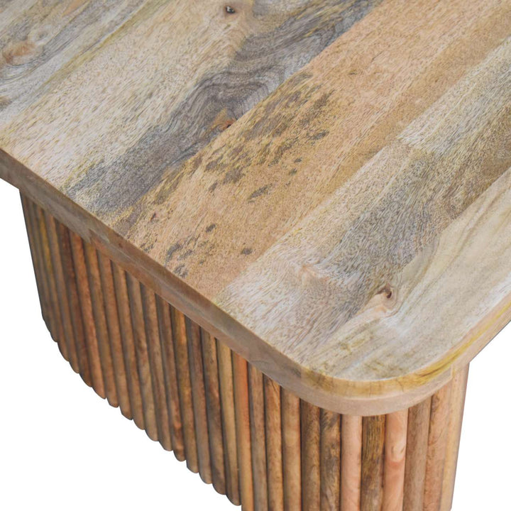 Farmhouse Soba Bench - Solid Mango Wood Seating Furniture for Entryway - product view 7 showing handcrafted solid mango...