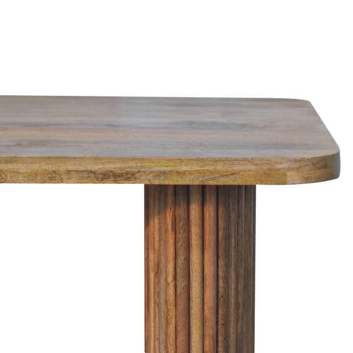 Farmhouse Soba Bench - Solid Mango Wood Seating Furniture for Entryway - product view 5 showing handcrafted solid mango...