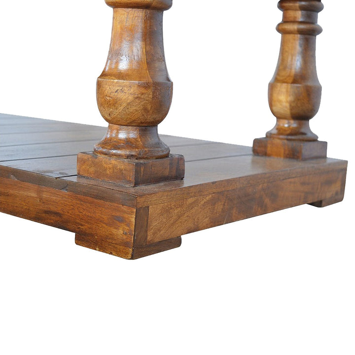 Farmhouse Square Turned Country Coffee Table - Solid Mango Wood Center Table for Living Room - product view 5 showing...
