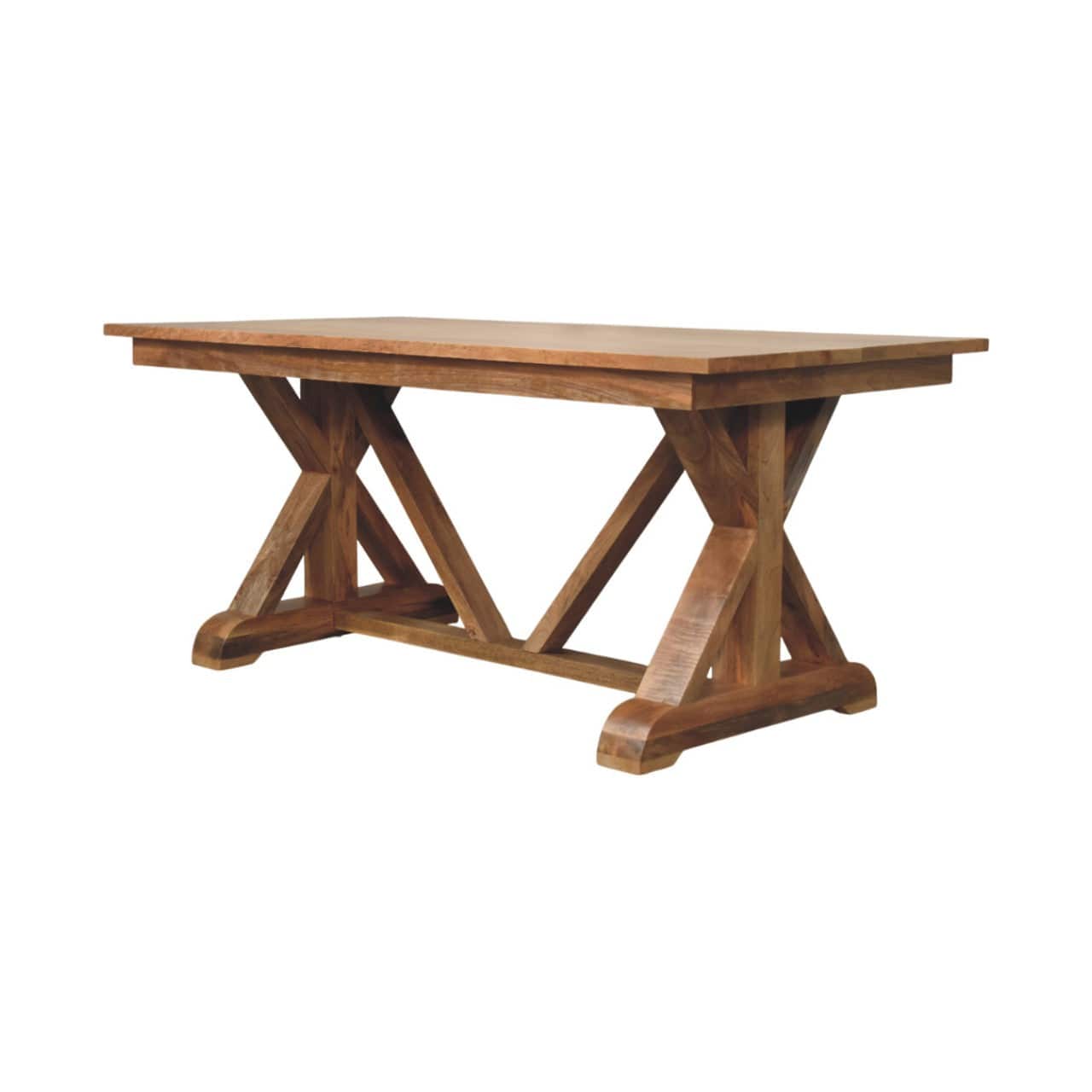 farmhouse Treston Dining Table - Solid Mango Wood Kitchen Table - product view 2 showing handcrafted solid mango wood...