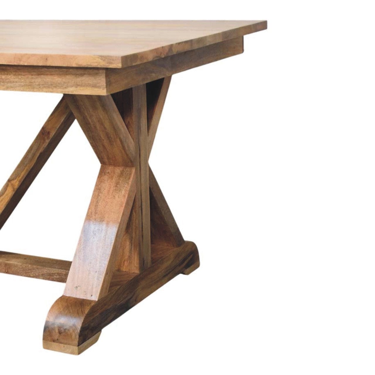 farmhouse Treston Dining Table - Solid Mango Wood Kitchen Table - product view 6 showing handcrafted solid mango wood...