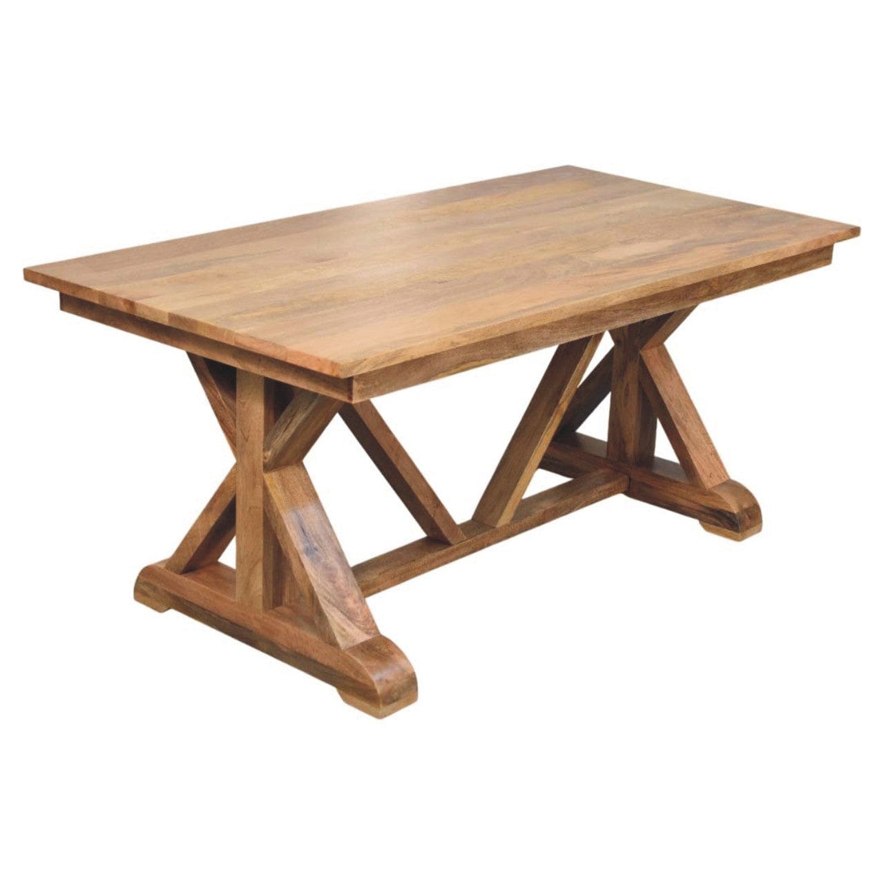farmhouse Treston Dining Table - Solid Mango Wood Kitchen Table - product view 4 showing handcrafted solid mango wood...