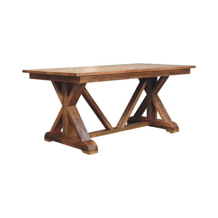 farmhouse Treston Dining Table - Solid Mango Wood Kitchen Table - product view 3 showing handcrafted solid mango wood...