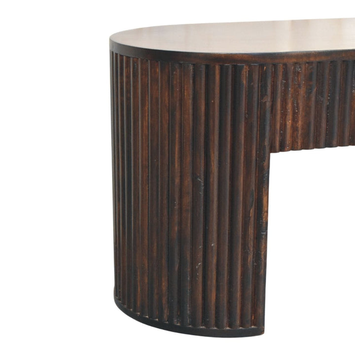 Farmhouse Velvet Mocha TV Stand - Solid Mango Wood Entertainment Unit for Living Room - product view 6 showing...