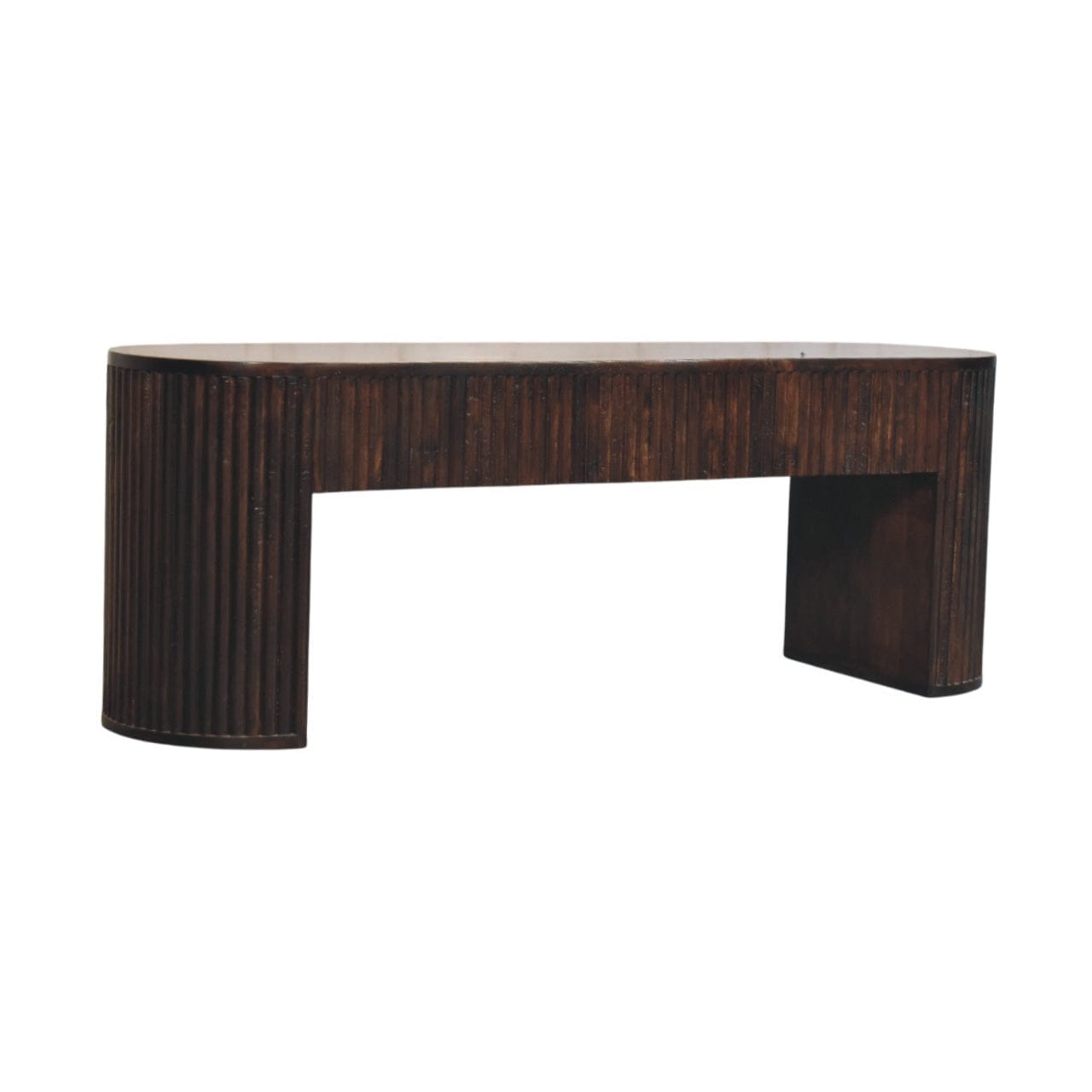 Farmhouse Velvet Mocha TV Stand - Solid Mango Wood Entertainment Unit for Living Room - product view 2 showing...