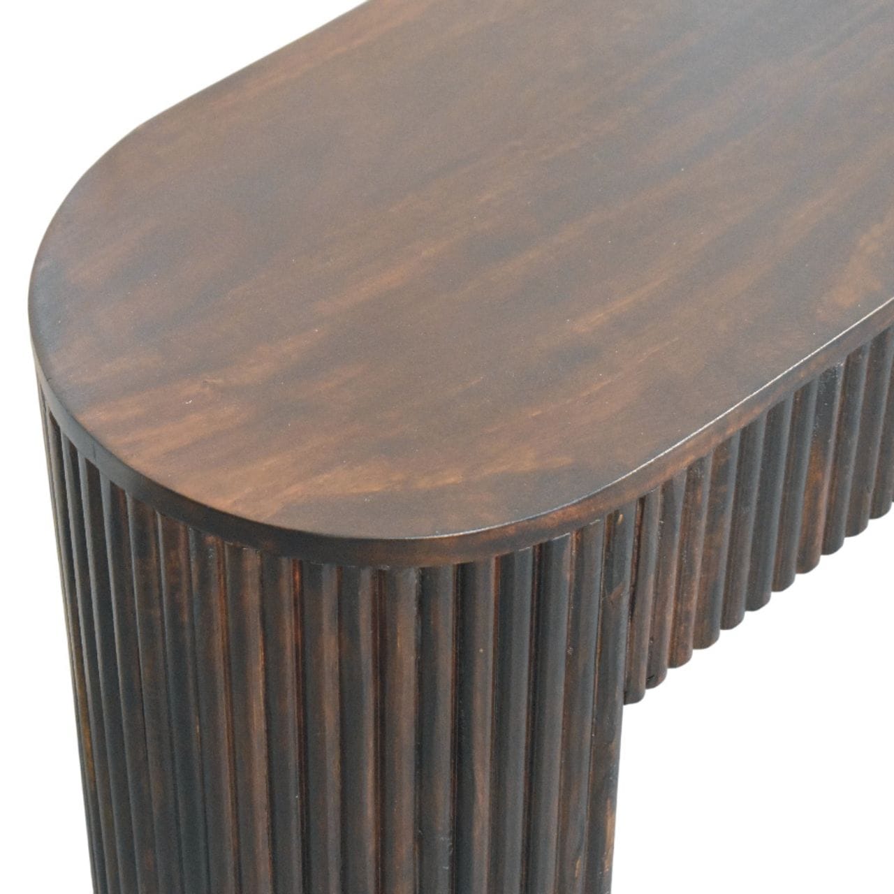 Farmhouse Velvet Mocha TV Stand - Solid Mango Wood Entertainment Unit for Living Room - product view 5 showing...