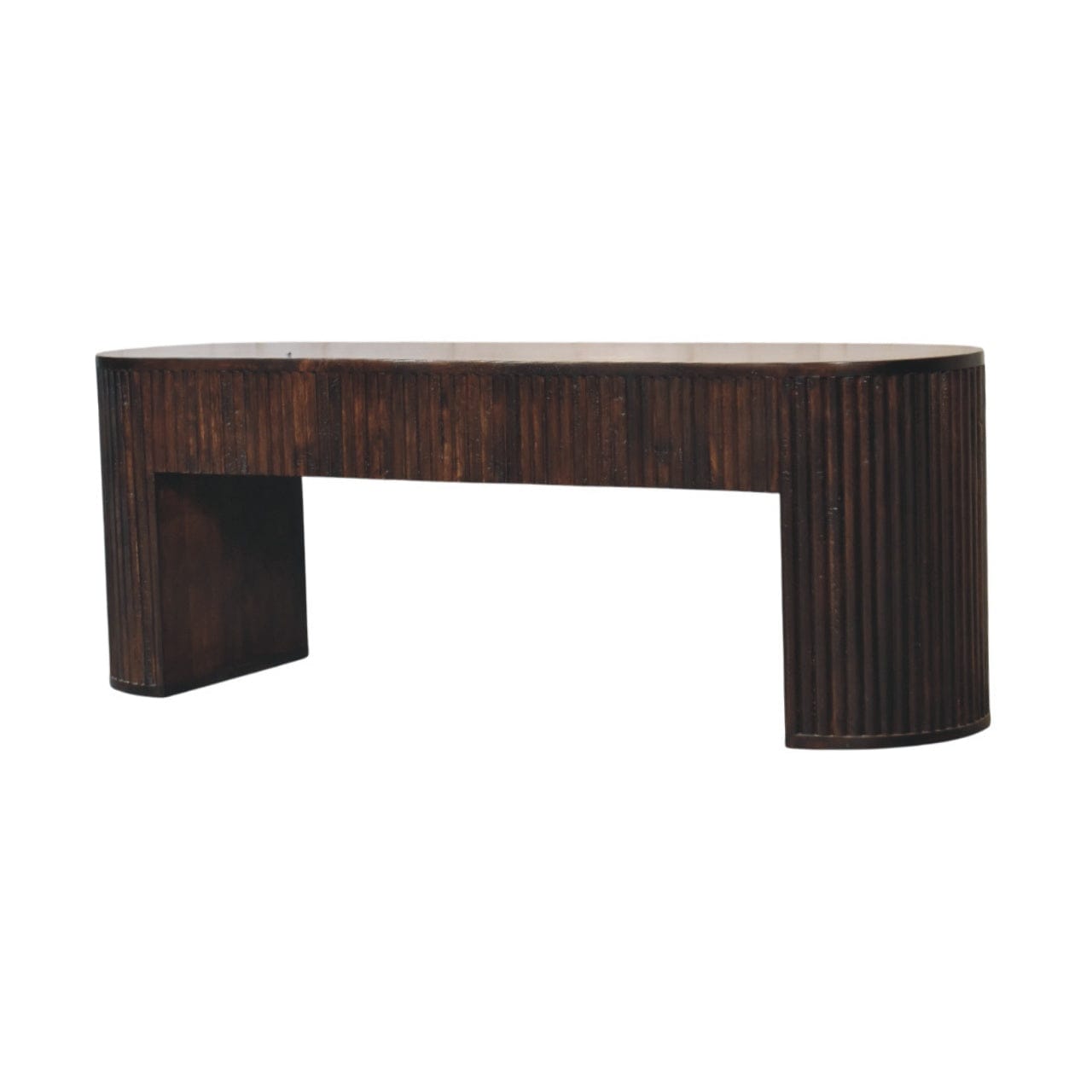 Farmhouse Velvet Mocha TV Stand - Solid Mango Wood Entertainment Unit for Living Room - product view 3 showing...