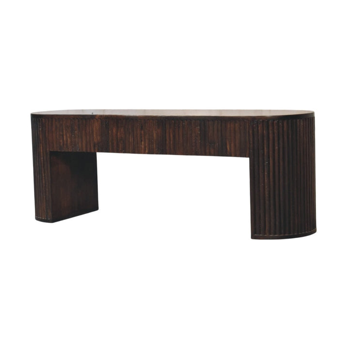 Farmhouse Velvet Mocha TV Stand - Solid Mango Wood Entertainment Unit for Living Room - product view 3 showing...