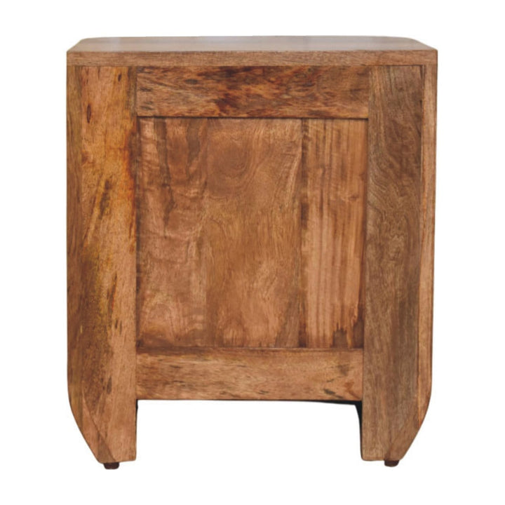 Fluted Bedside Table with Drawers - Solid Mango Wood Nightstand for Bedroom - product view 9 showing handcrafted solid...