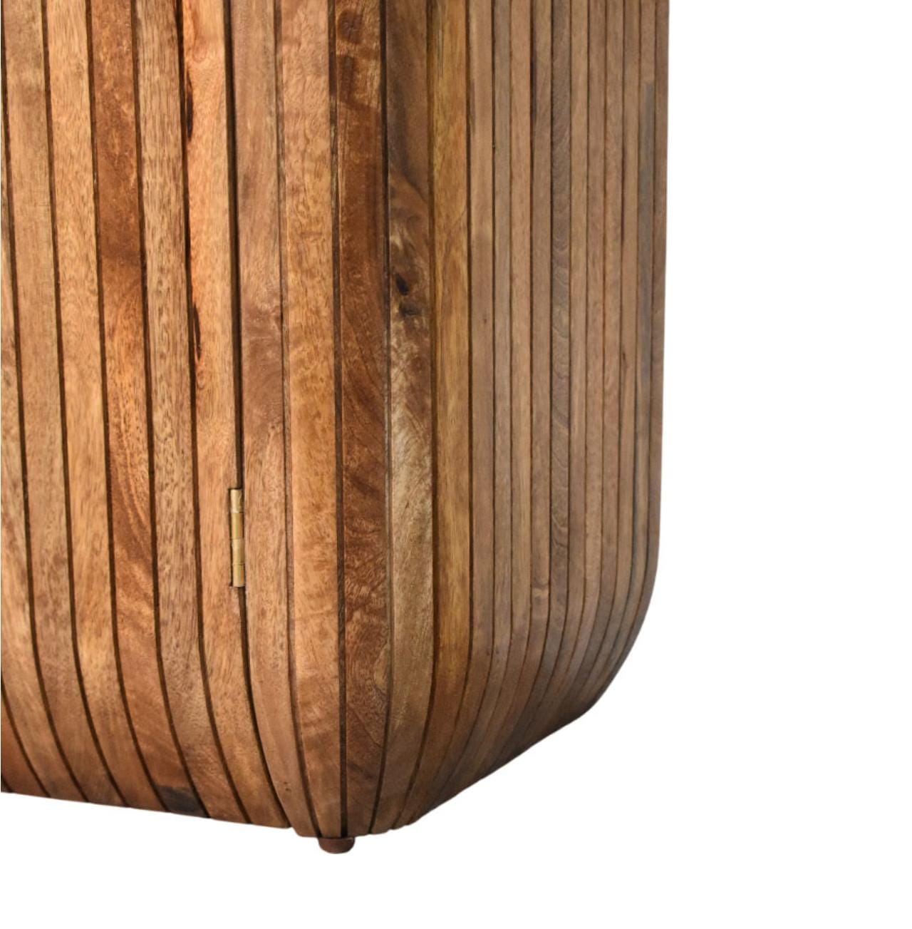 Fluted Curve Sideboard - Solid Mango Wood Storage Cabinet for Living Room & Hallway - product view 7 showing handcrafted...