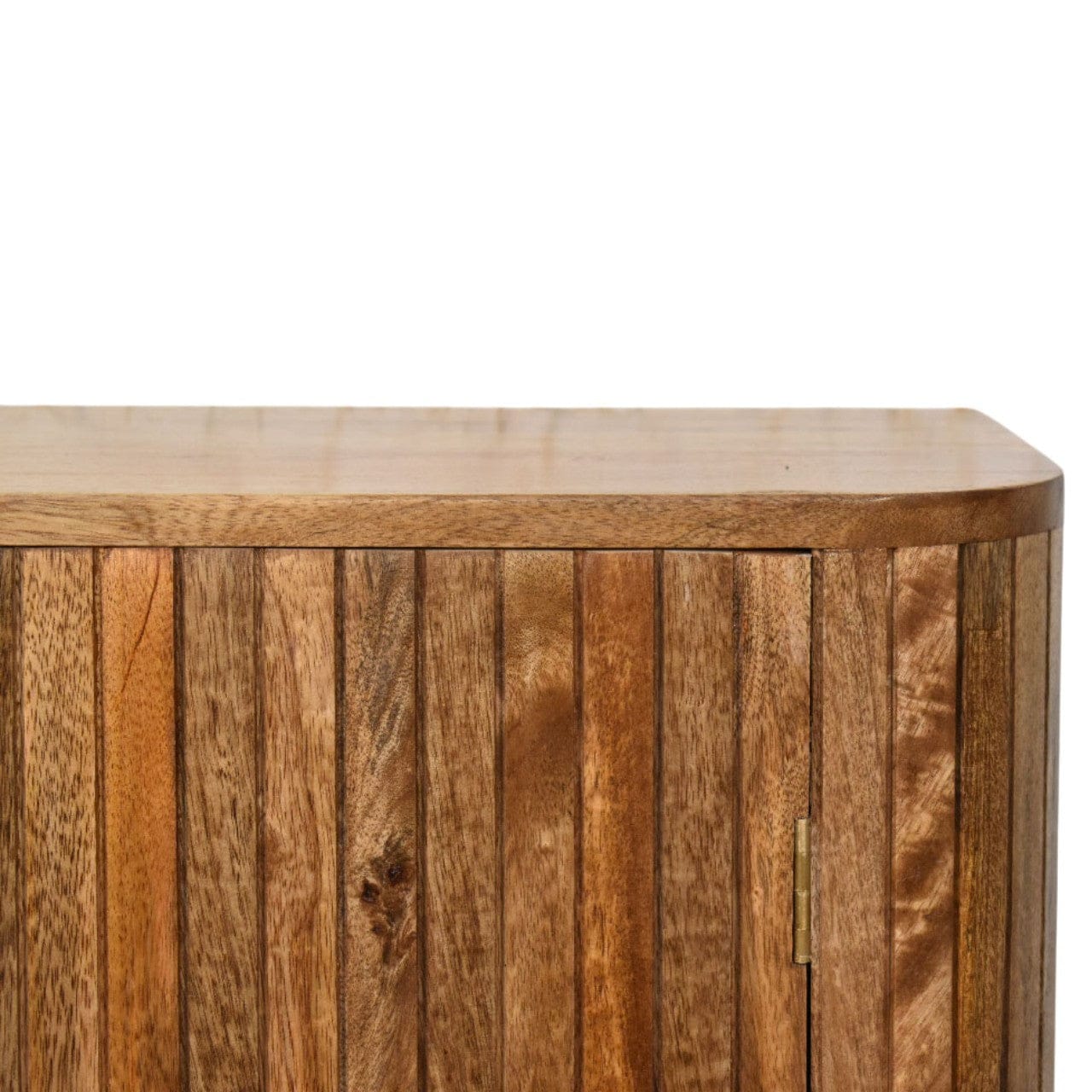 Fluted Curve Sideboard - Solid Mango Wood Storage Cabinet for Living Room & Hallway - product view 4 showing handcrafted...