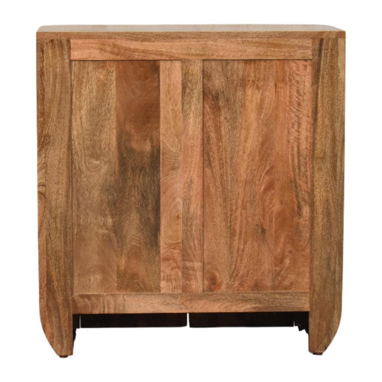 Fluted Curve Sideboard - Solid Mango Wood Storage Cabinet for Living Room & Hallway - product view 9 showing handcrafted...
