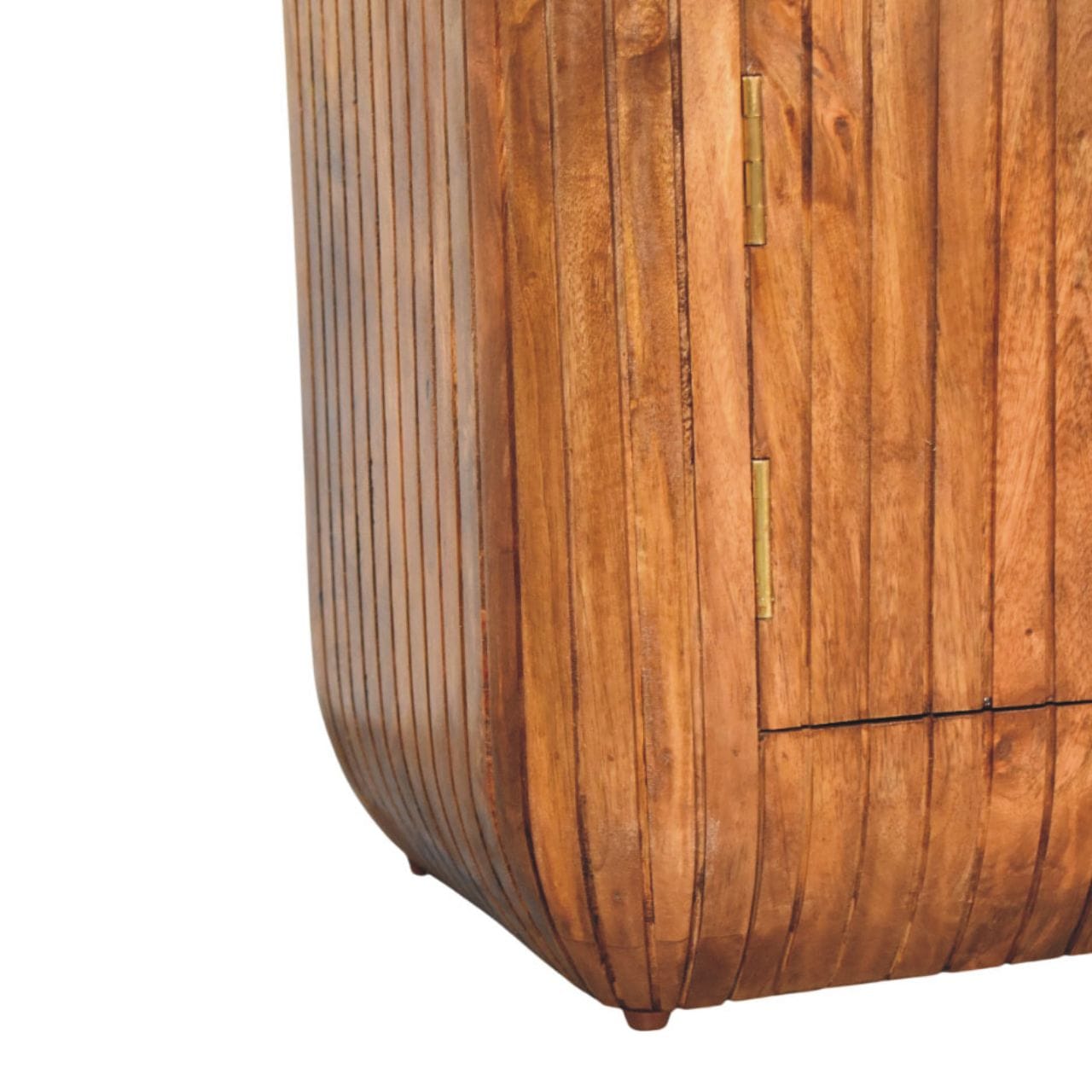 Fluted Media Console with Shelves - Solid Mango Wood TV Stand for Living Room - product view 7 showing handcrafted solid...