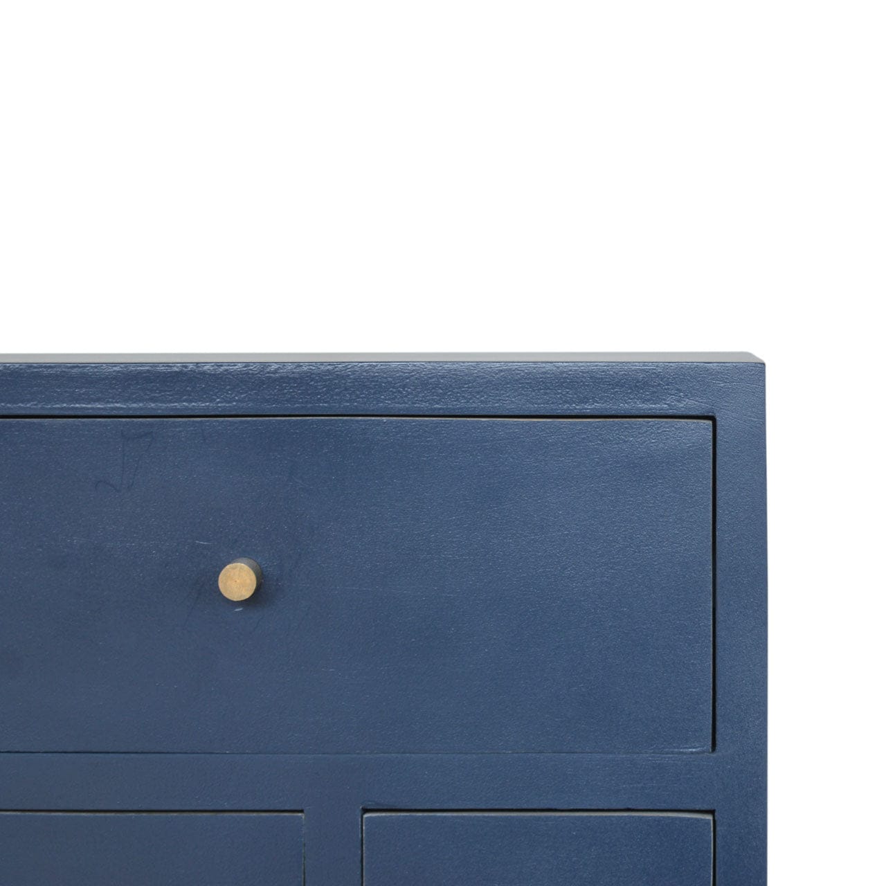 Functional Navy 4 Drawer Nightstand - Solid Mango Wood Bedside Table for Bedroom - product view 5 showing handcrafted...