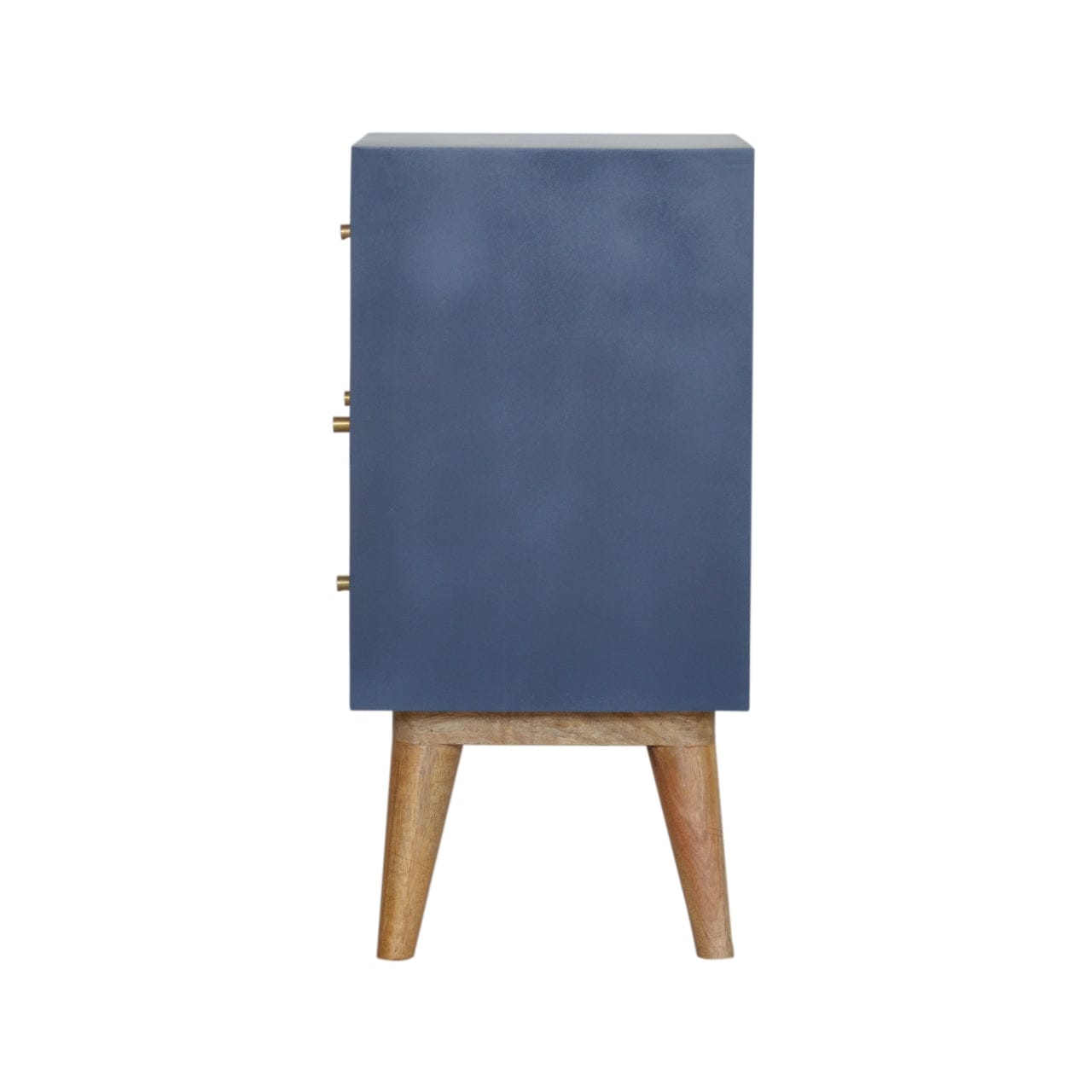 Functional Navy 4 Drawer Nightstand - Solid Mango Wood Bedside Table for Bedroom - product view 8 showing handcrafted...