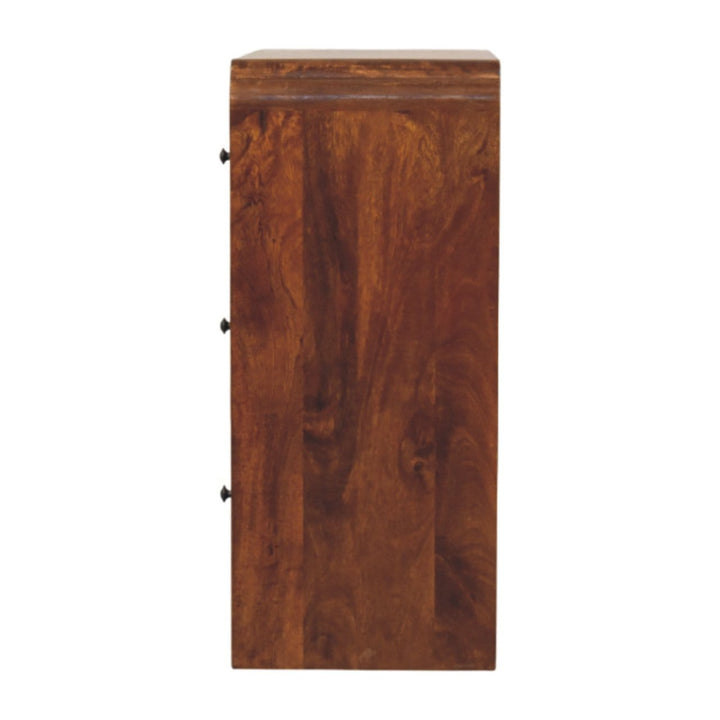 Functional Newton Chestnut 3 Drawer Dresser - Solid Mango Wood Storage Chest for Bedroom - product view 8 showing...