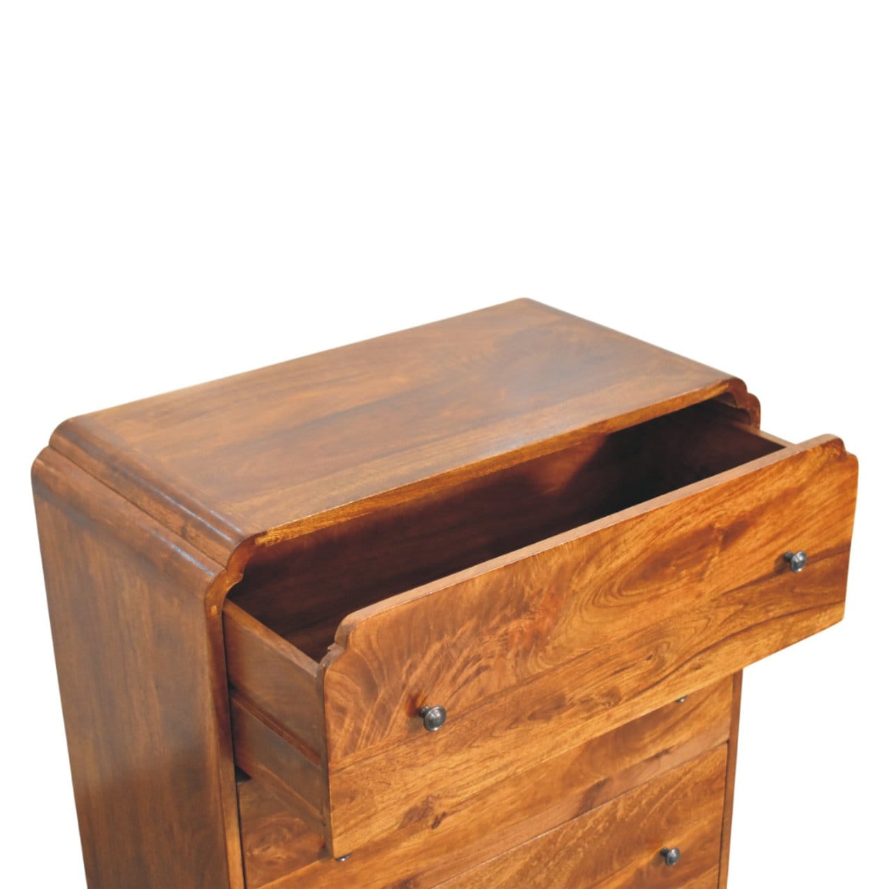 Functional Newton Chestnut 3 Drawer Dresser - Solid Mango Wood Storage Chest for Bedroom - product view 6 showing...