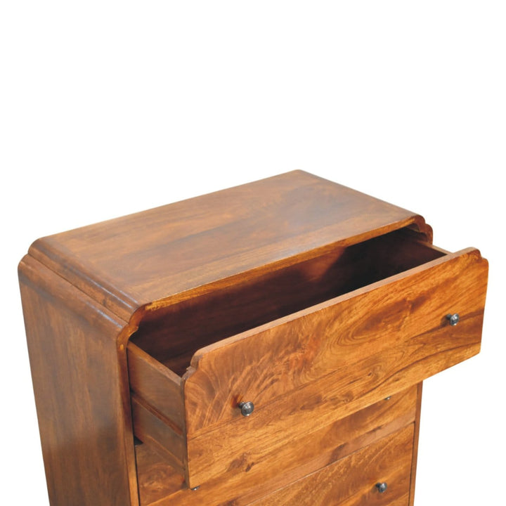 Functional Newton Chestnut 3 Drawer Dresser - Solid Mango Wood Storage Chest for Bedroom - product view 6 showing...