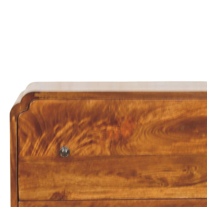 Functional Newton Chestnut 3 Drawer Dresser - Solid Mango Wood Storage Chest for Bedroom - product view 4 showing...