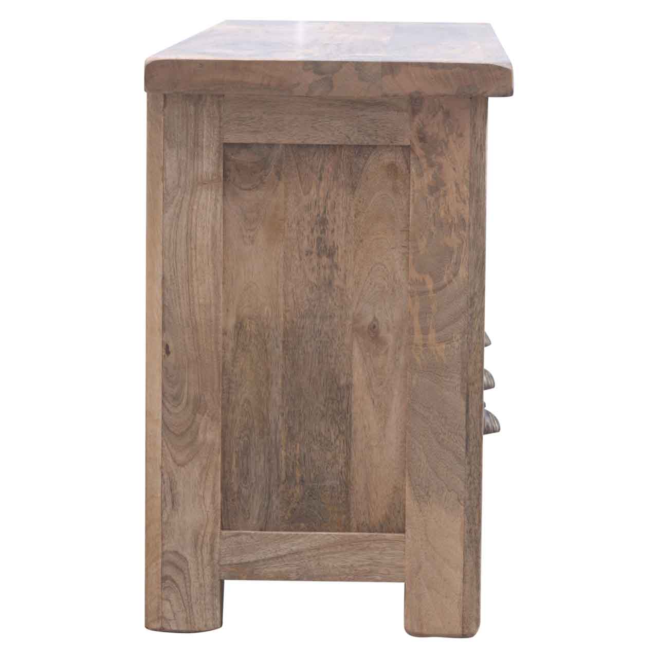 Functional Open Slot 3 Drawer TV Stand - Solid Mango Wood Entertainment Center for Living Room - product view 2 showing...