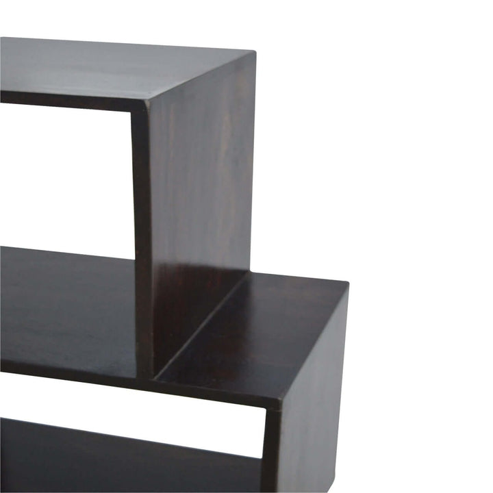 Geometric Zig Zag Display Unit - Solid Mango Wood Bookcase for Living Room - product view 7 showing handcrafted solid...